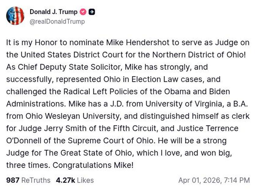 Post preview from Donald Trump