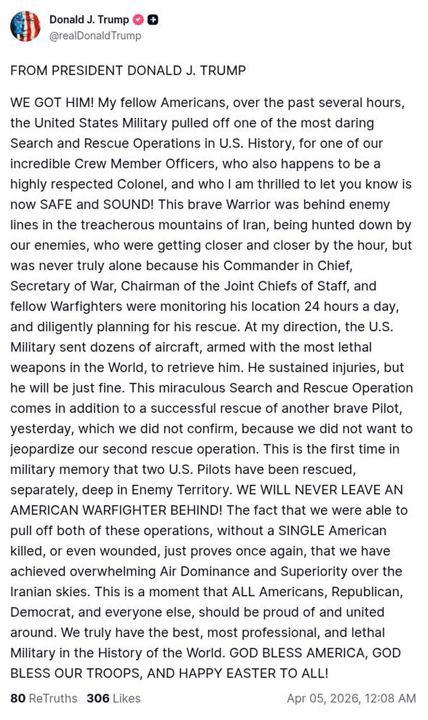 Post preview from Donald Trump