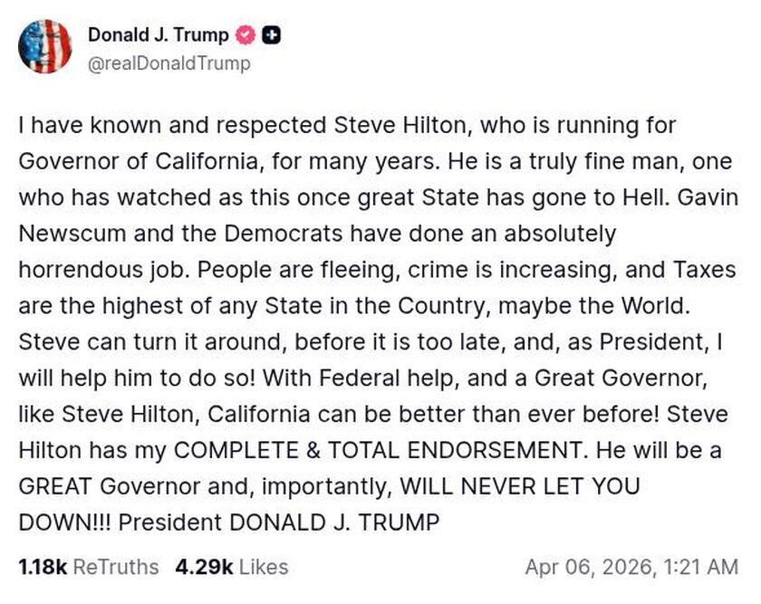 Post image from Donald Trump