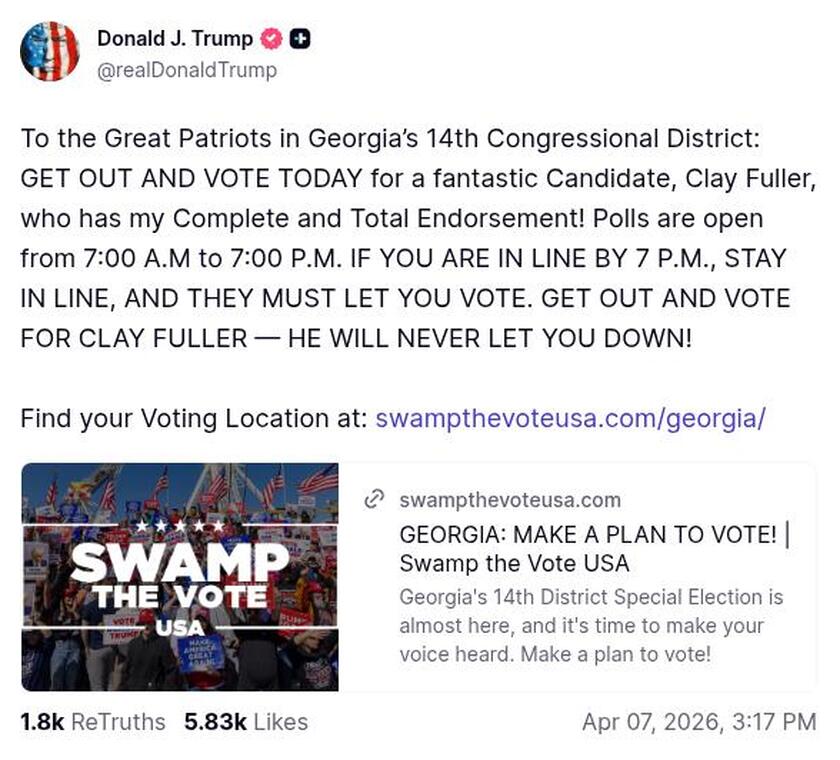 Post image from Donald Trump