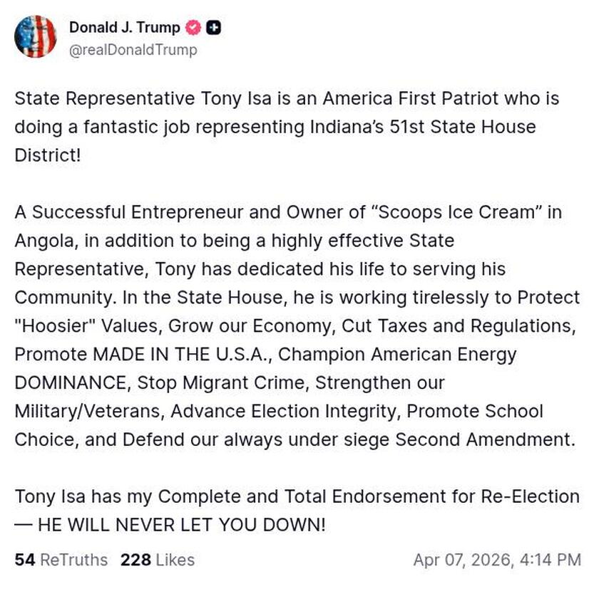 Post image from Donald Trump