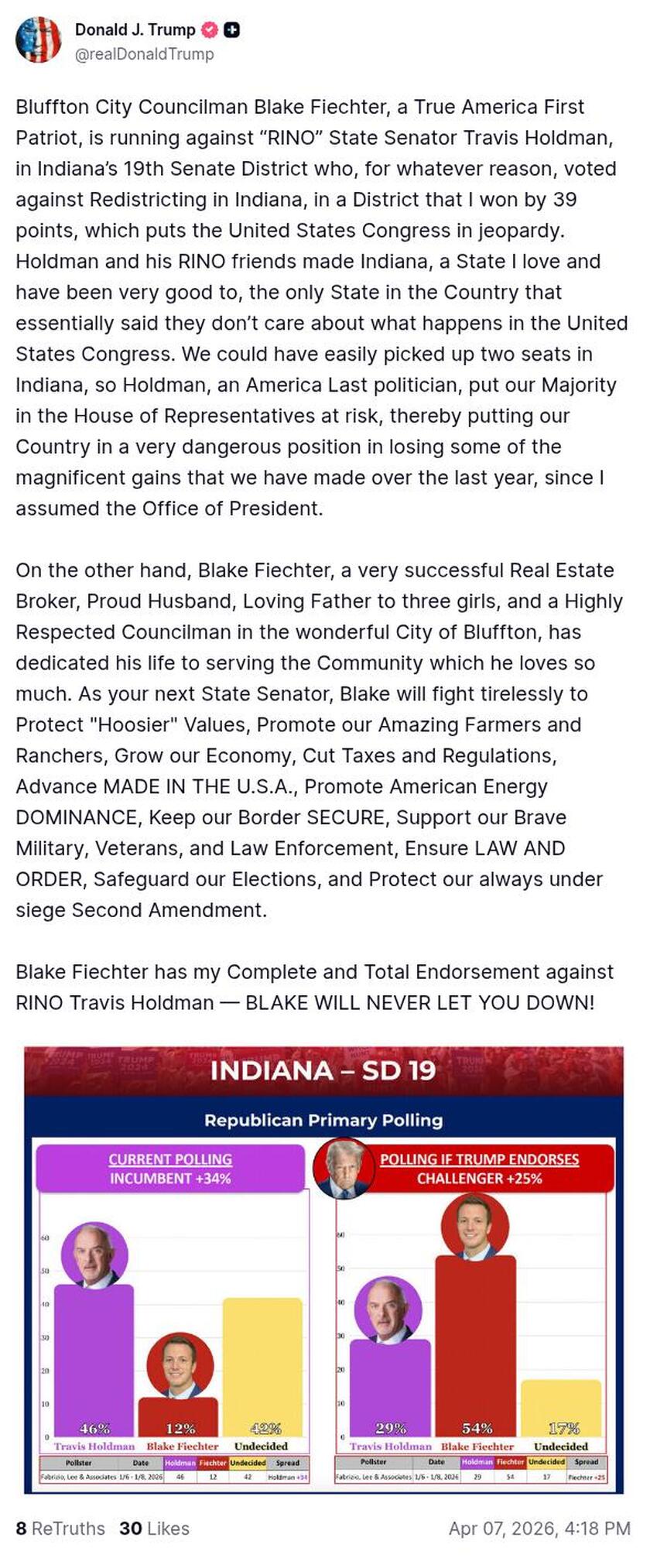 Post image from Donald Trump