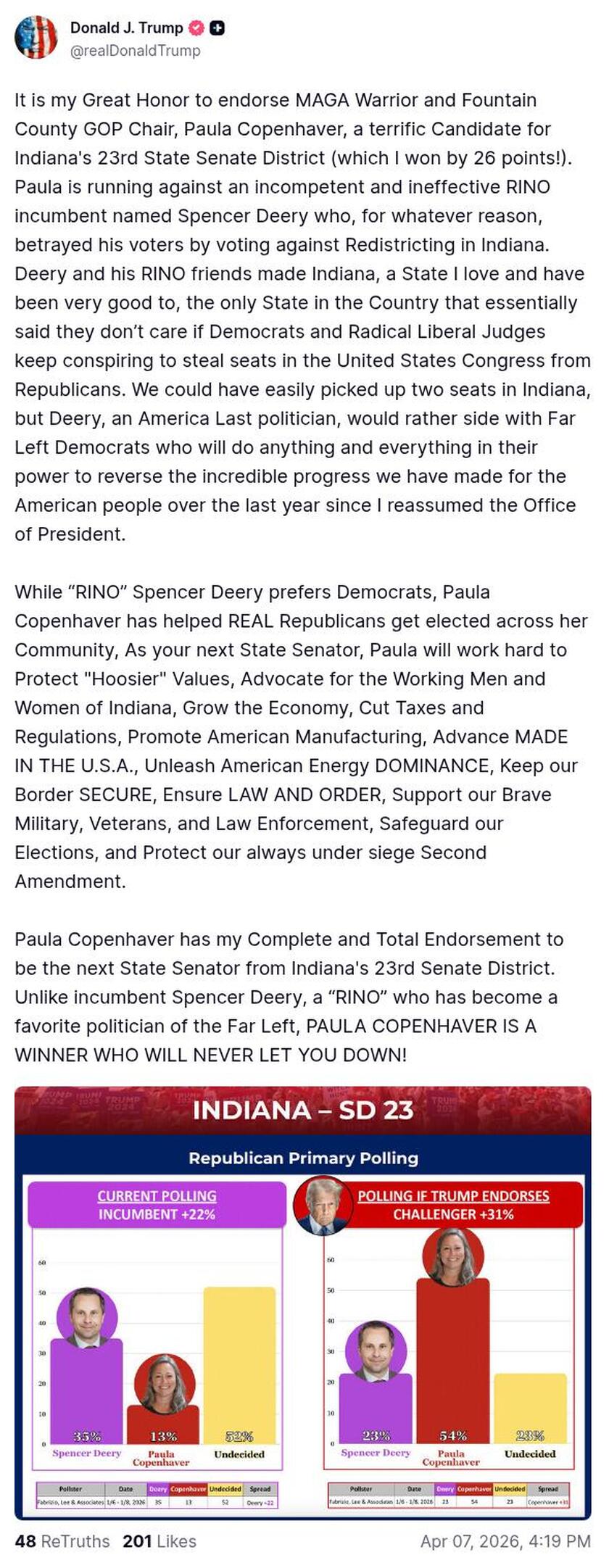 Post image from Donald Trump