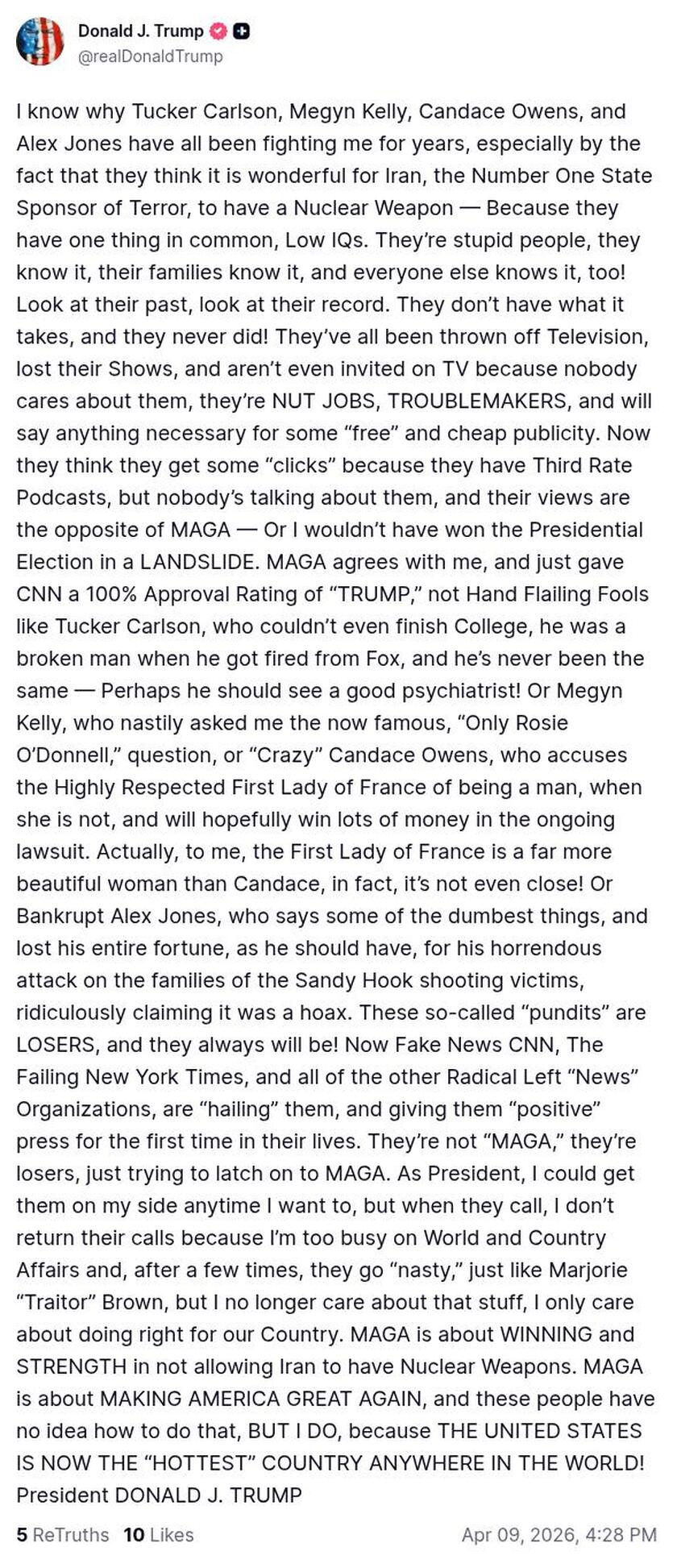 Post preview from Donald Trump