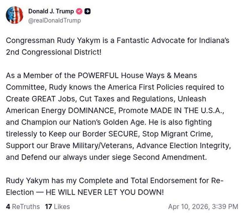 Post image from Donald Trump