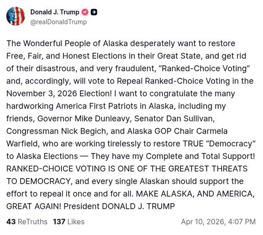 Post image from Donald Trump