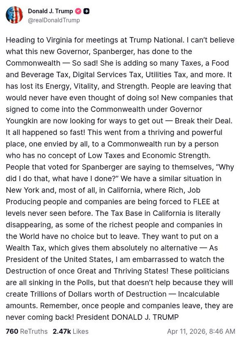 Post image from Donald Trump