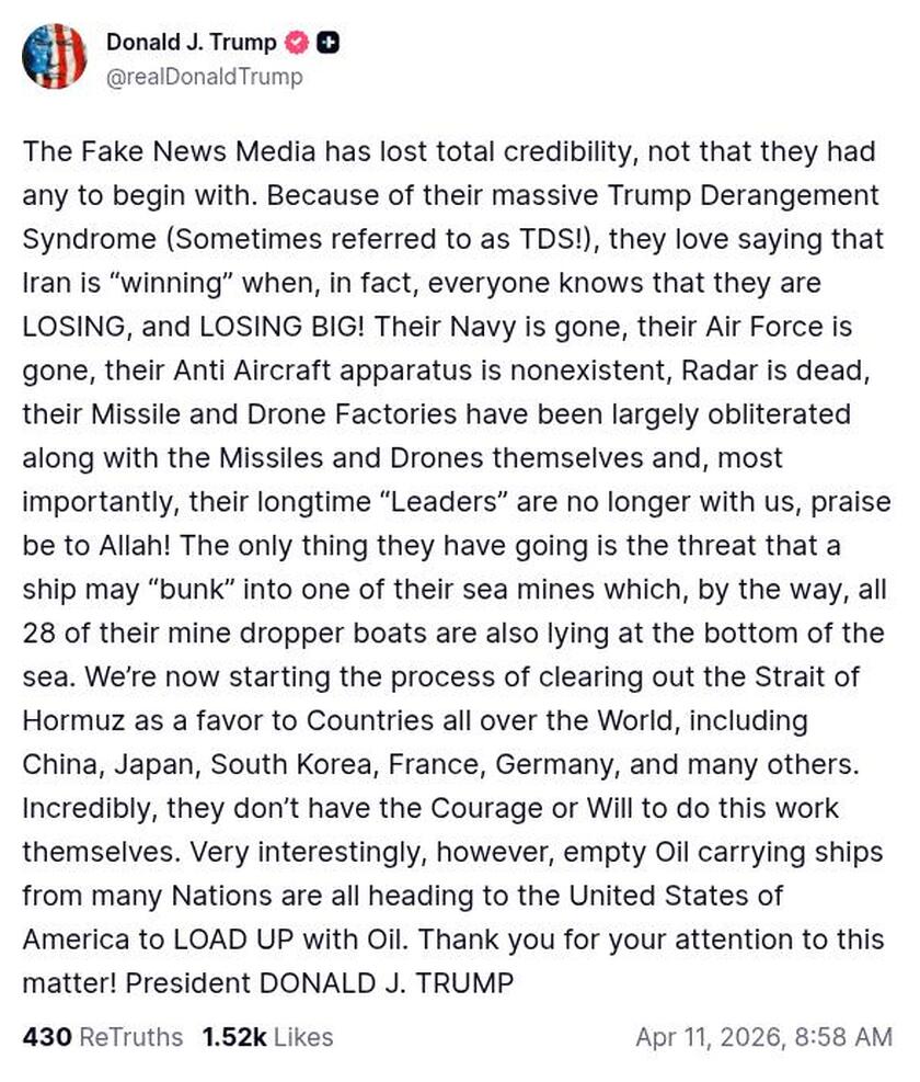 Post preview from Donald Trump