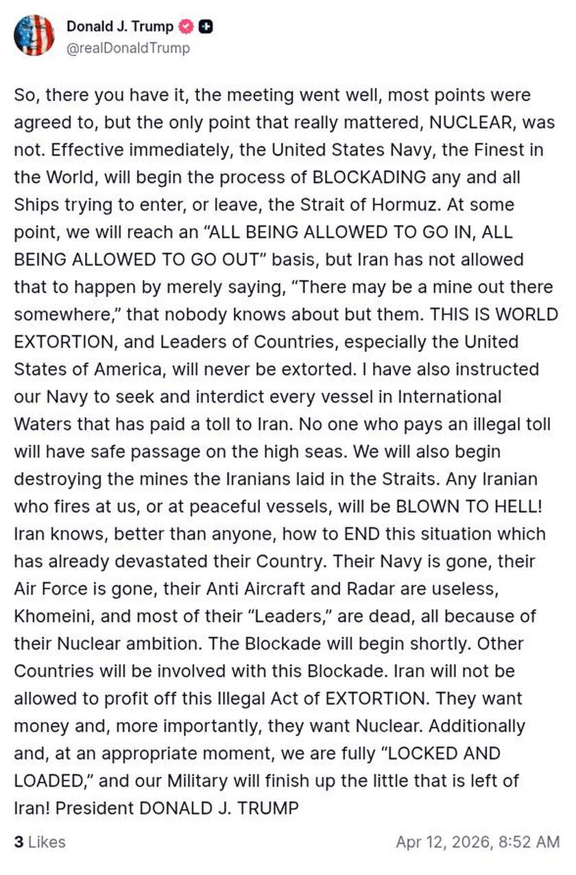 Post image from Donald Trump