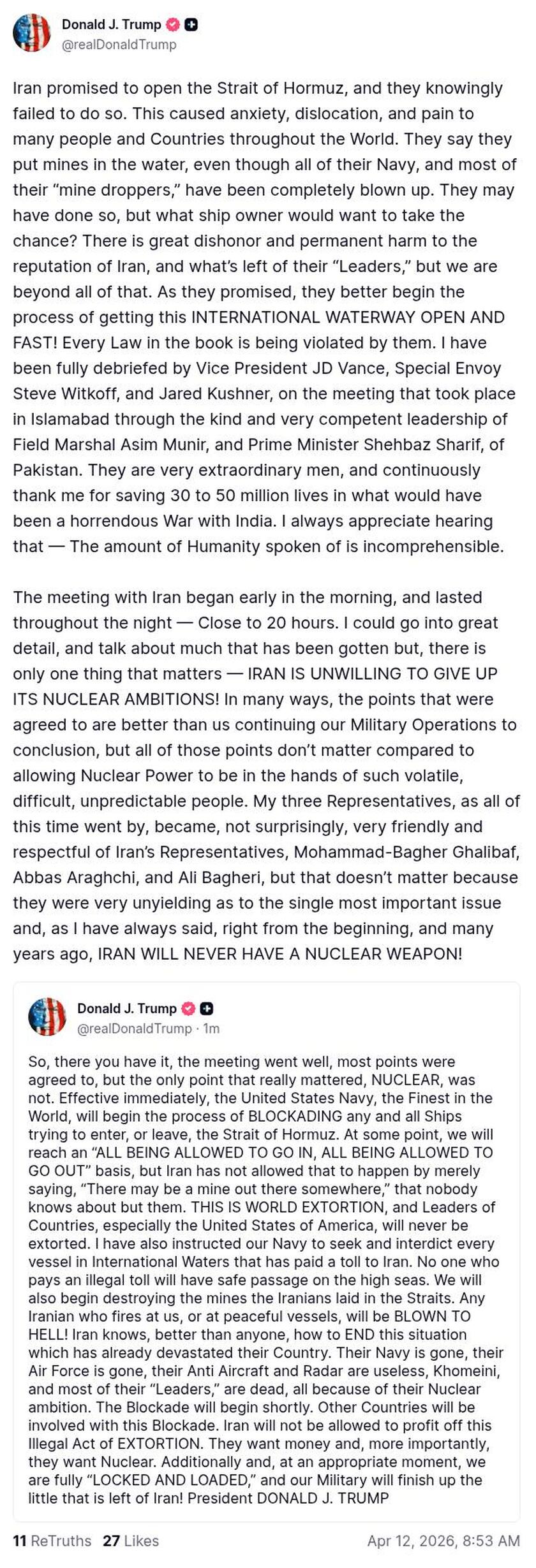 Post image from Donald Trump