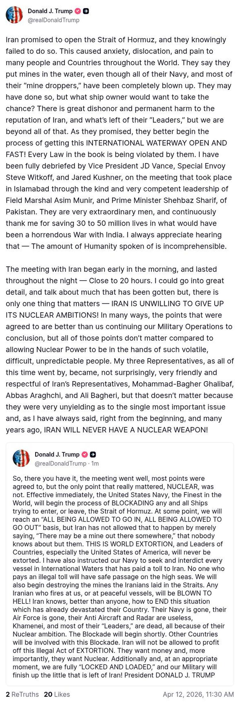 Post image from Donald Trump