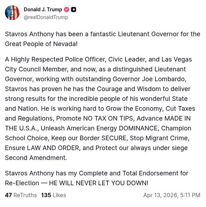 Post image from Donald Trump
