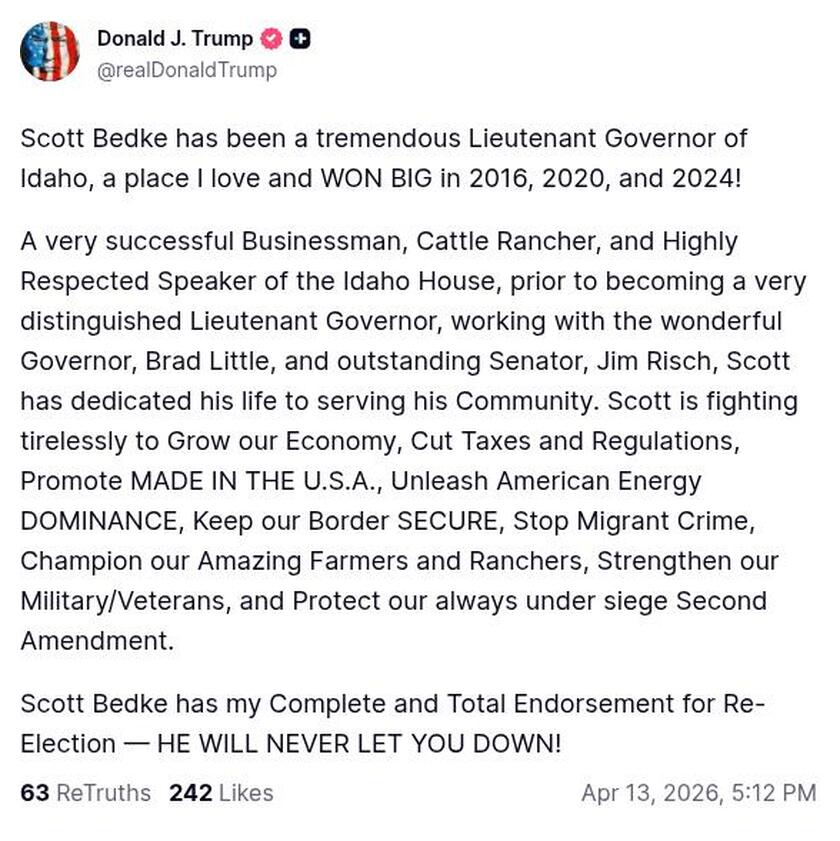 Post image from Donald Trump