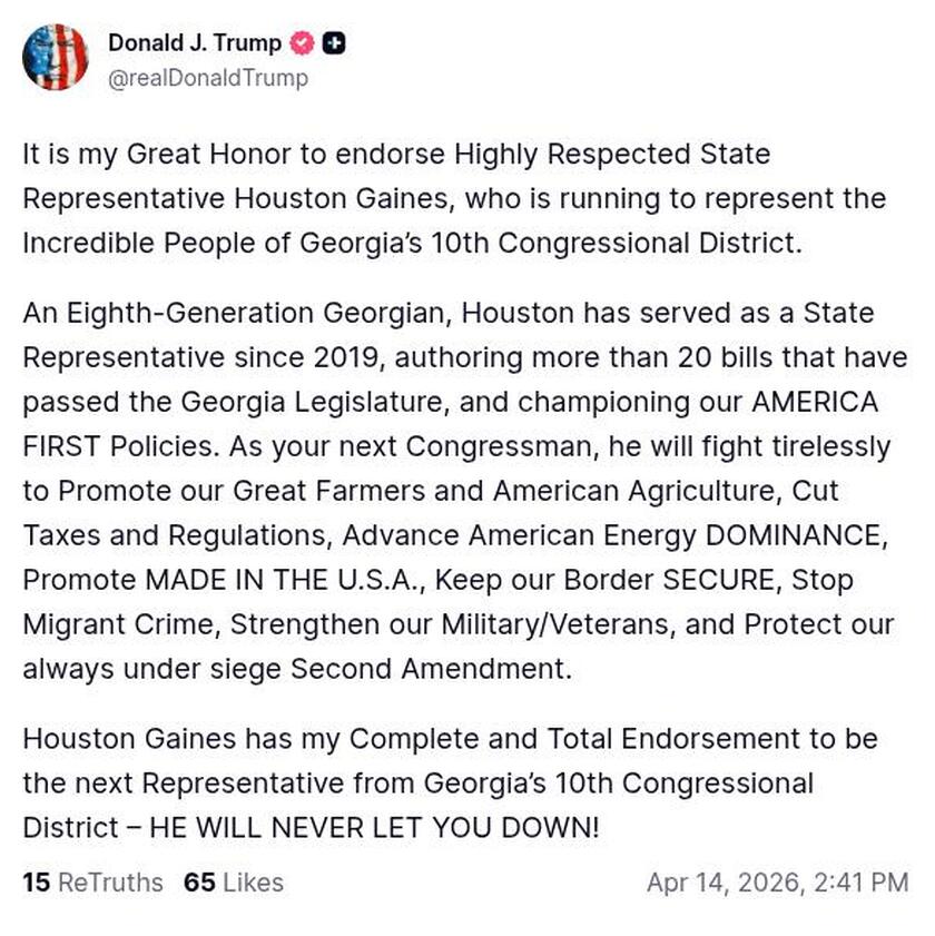 Post image from Donald Trump