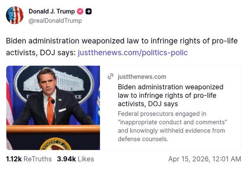 Post image from Donald Trump