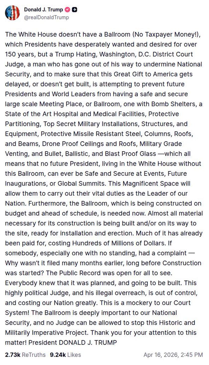 Post image from Donald Trump