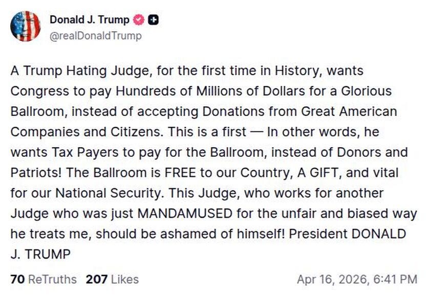 Post image from Donald Trump