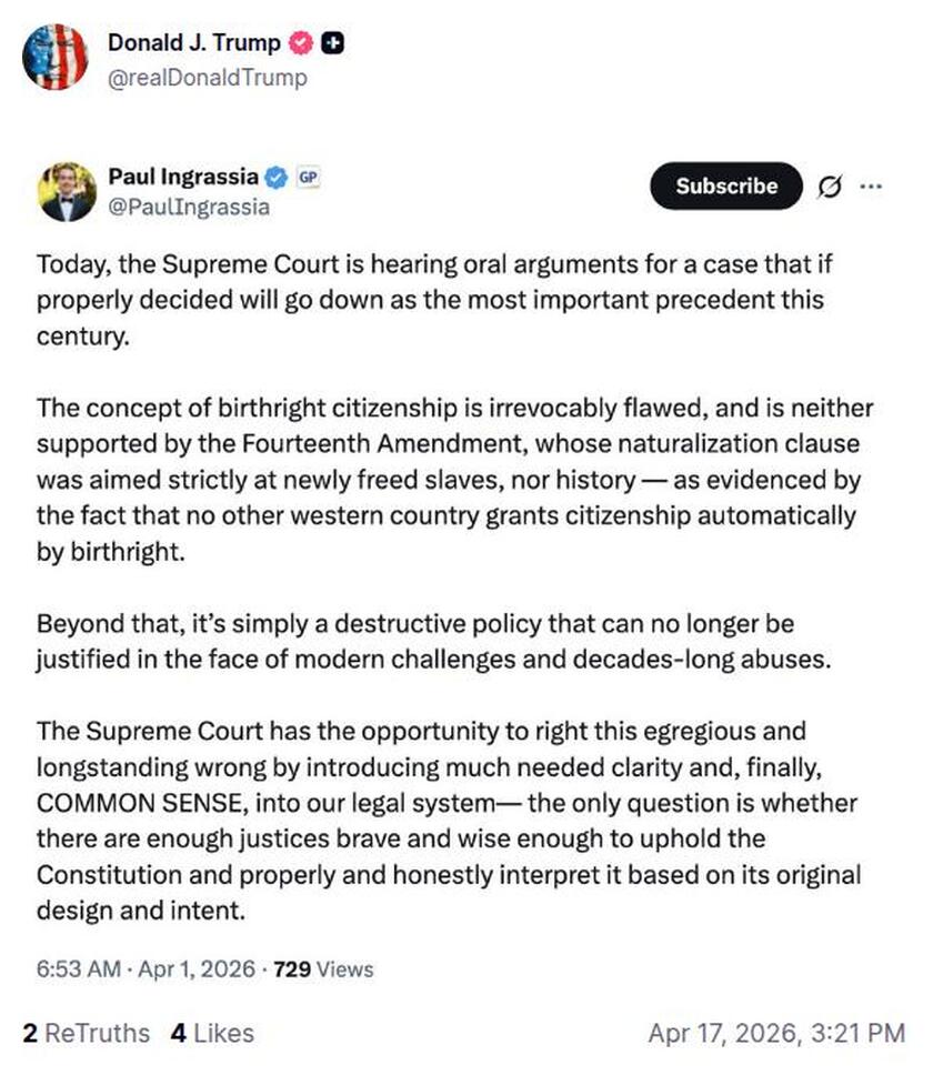 Post image from Donald Trump