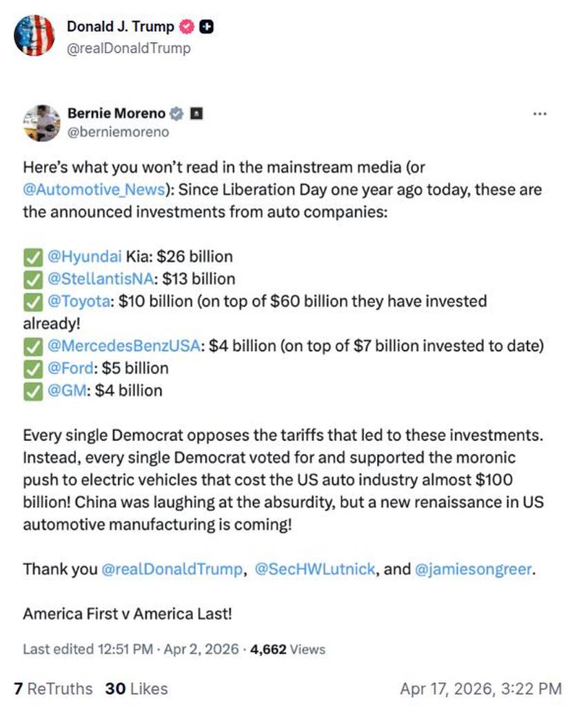 Post image from Donald Trump