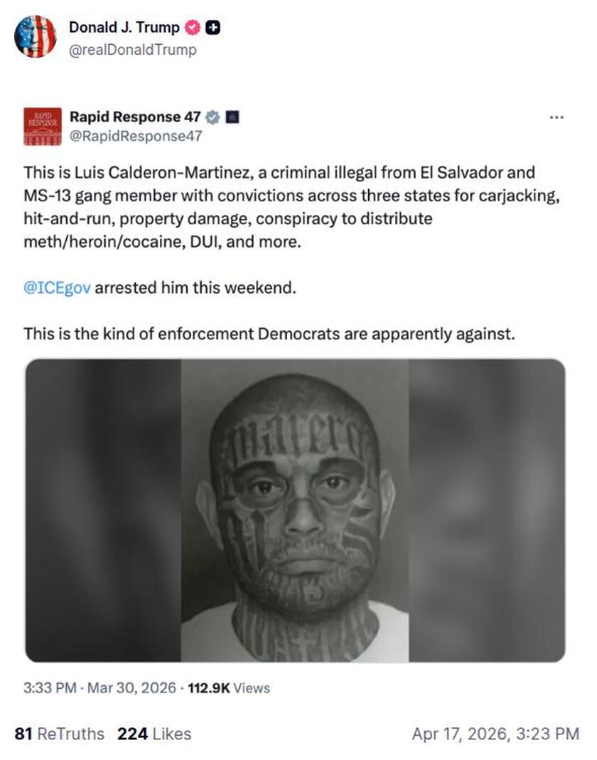 Post image from Donald Trump