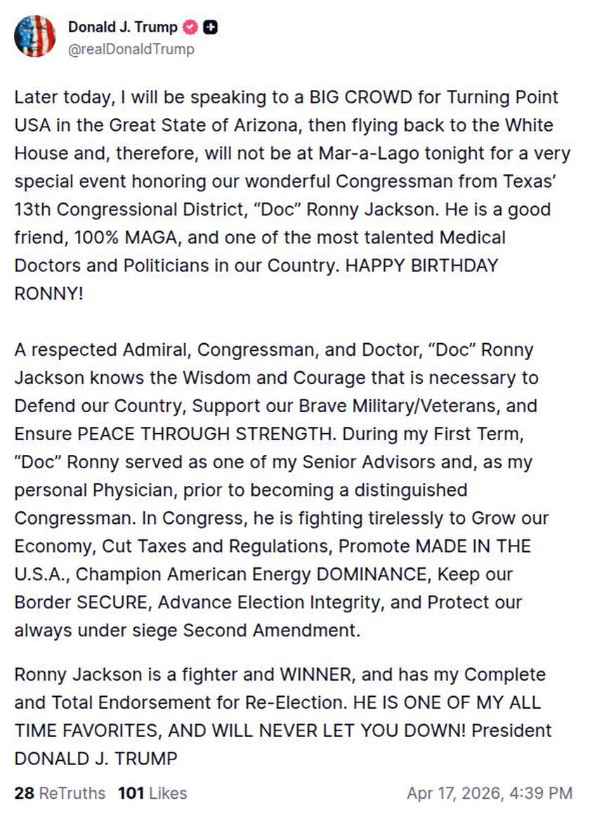 Post image from Donald Trump