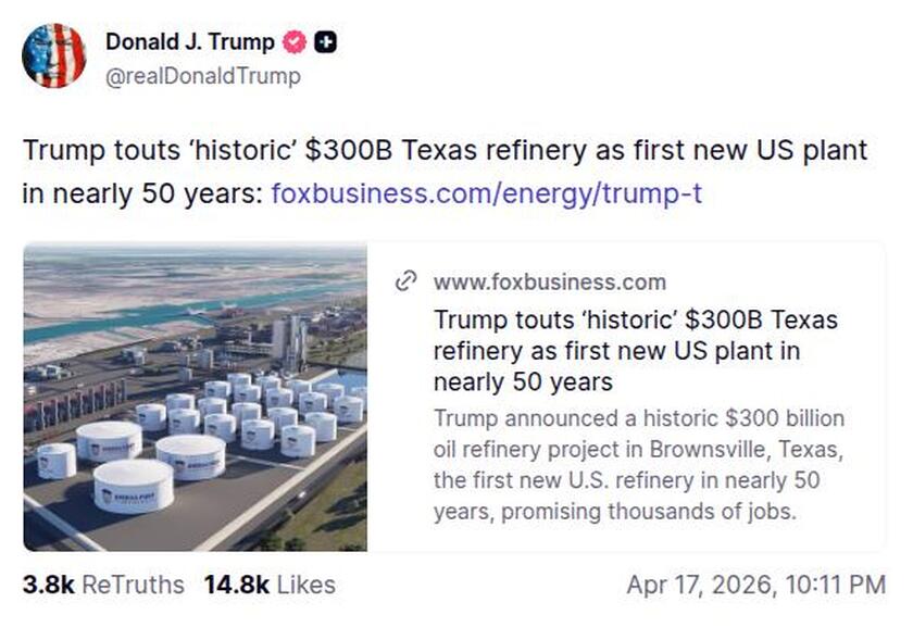 Post image from Donald Trump