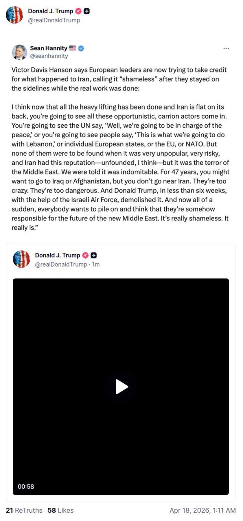 Post image from Donald Trump