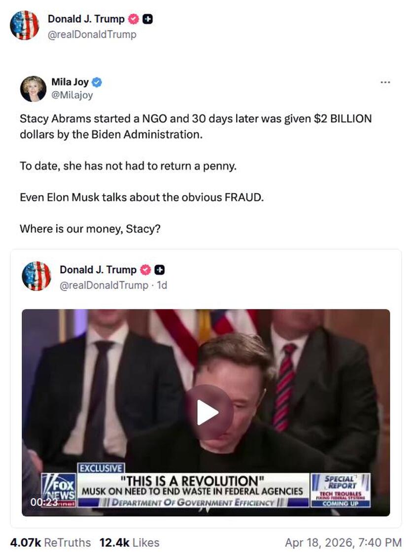 Post preview from Donald Trump