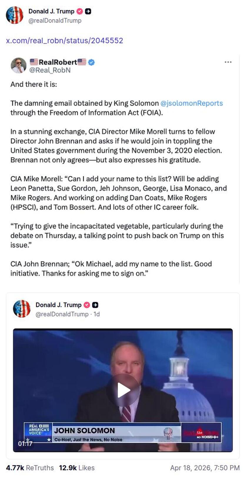Post preview from Donald Trump