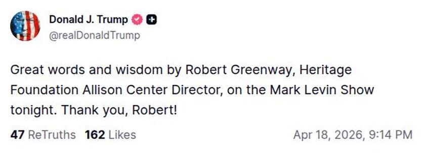 Post image from Donald Trump