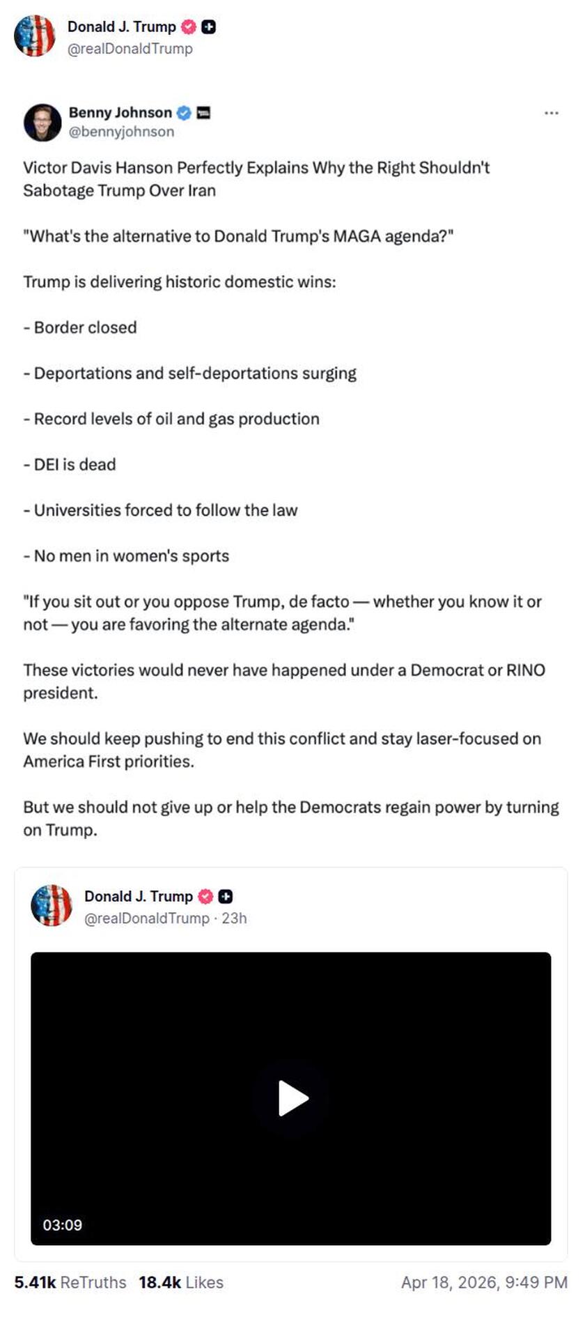 Post image from Donald Trump