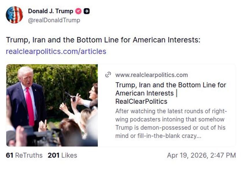 Post image from Donald Trump