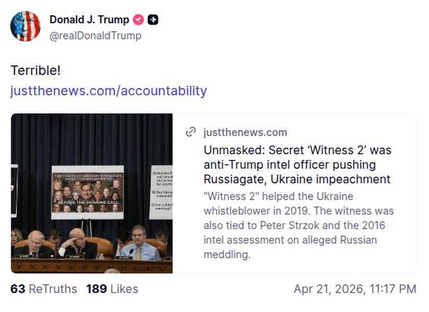 Post preview from Donald Trump