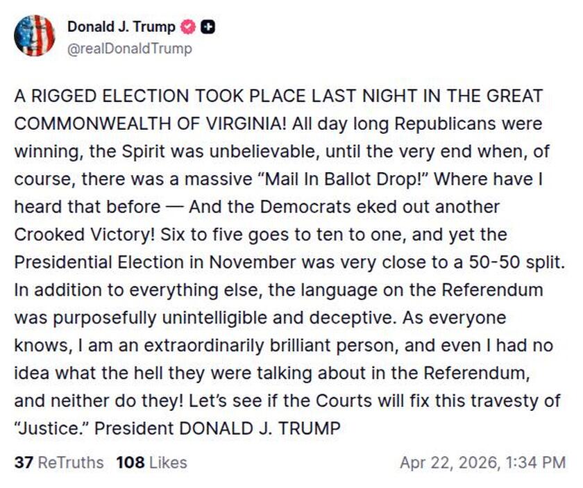 Post image from Donald Trump