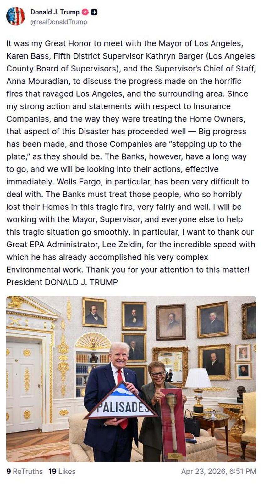 Post image from Donald Trump