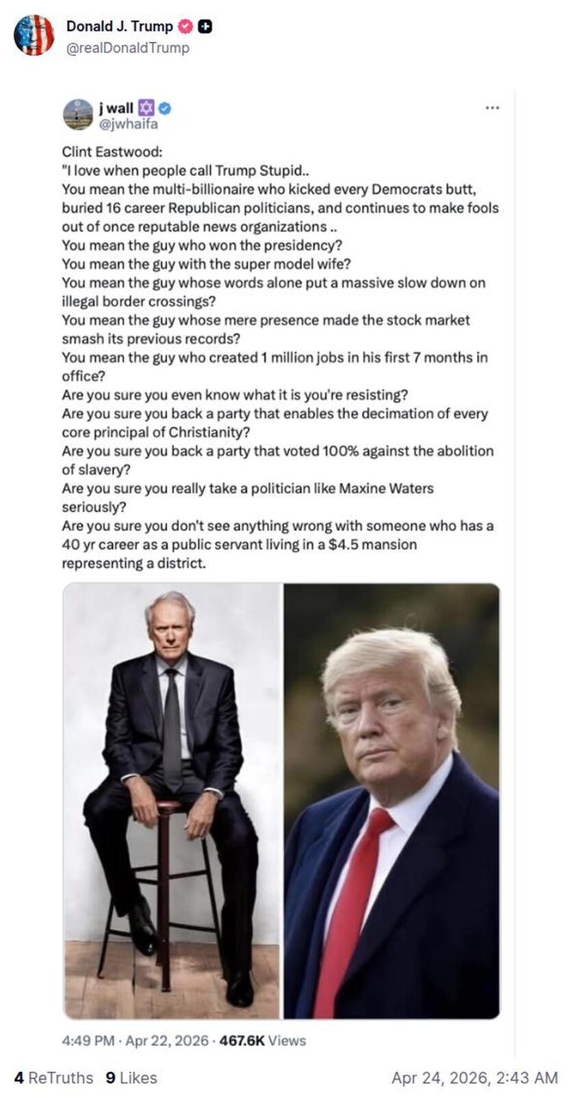 Post preview from Donald Trump