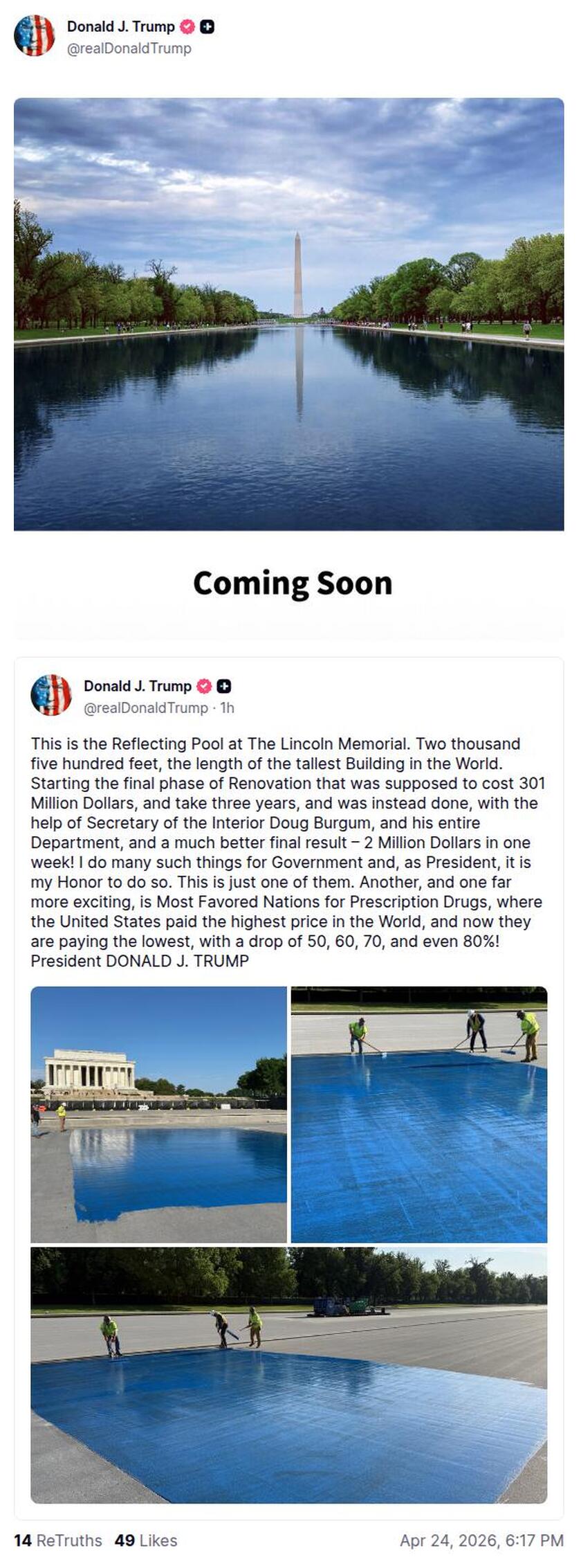 Post image from Donald Trump