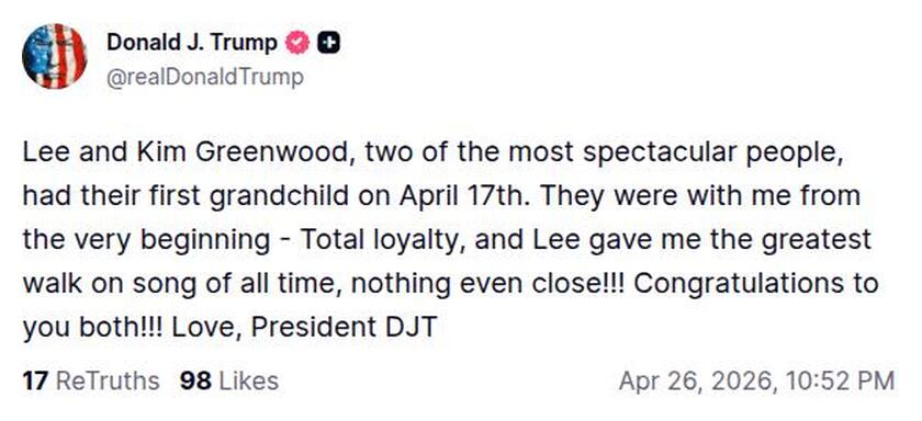 Post preview from Donald Trump