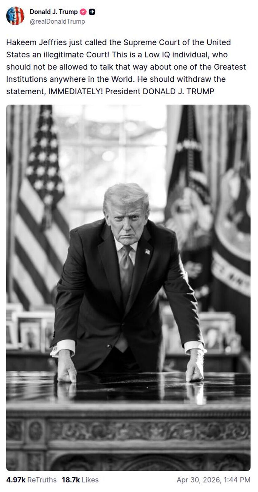 Post image from Donald Trump