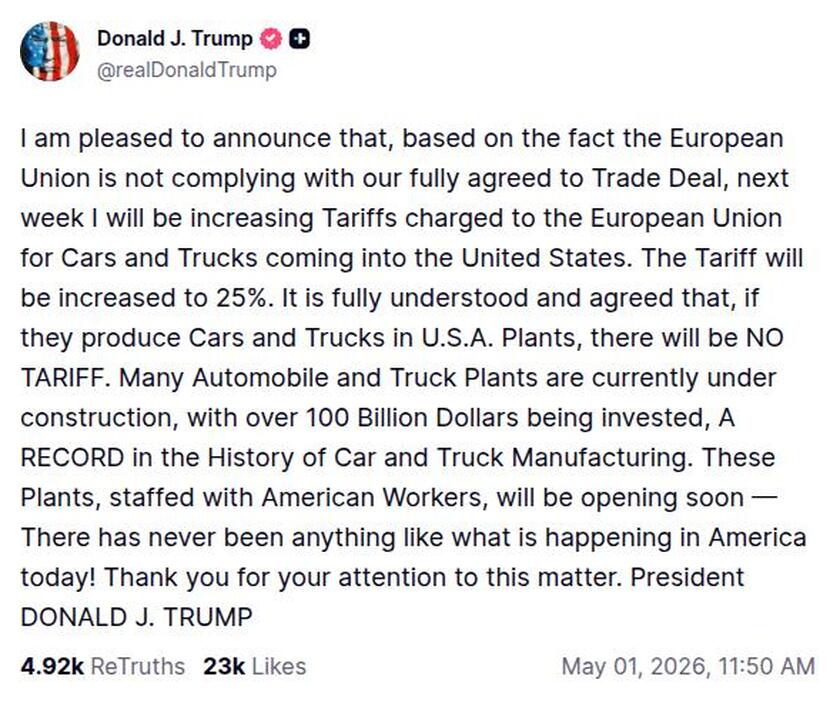 Post image from Donald Trump