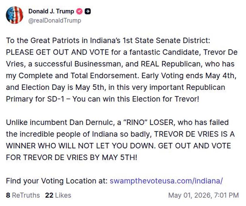 Post image from Donald Trump