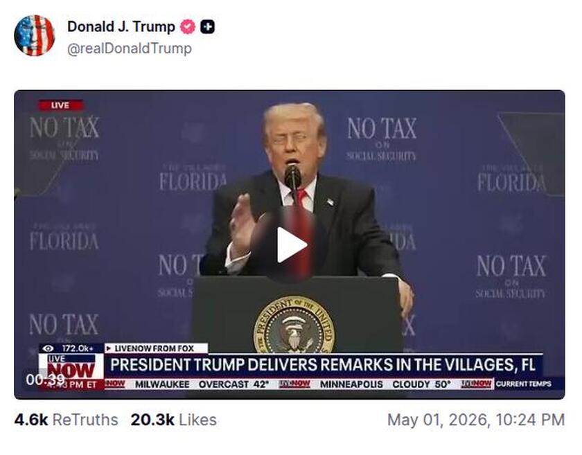 Post preview from Donald Trump