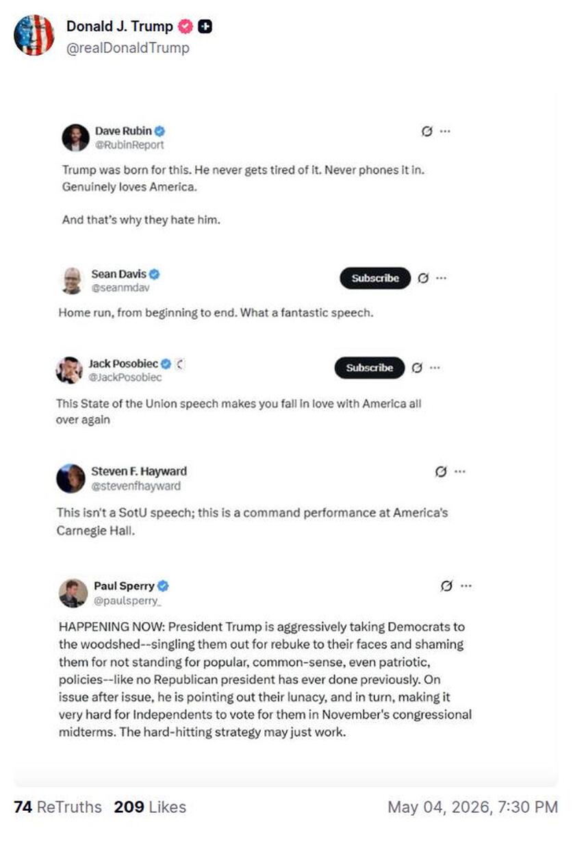 Post preview from Donald Trump