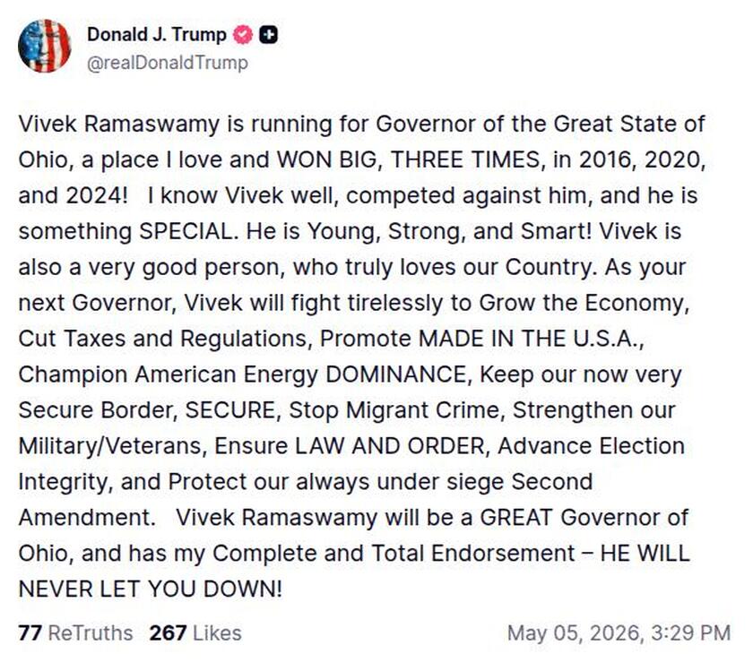 Post image from Donald Trump