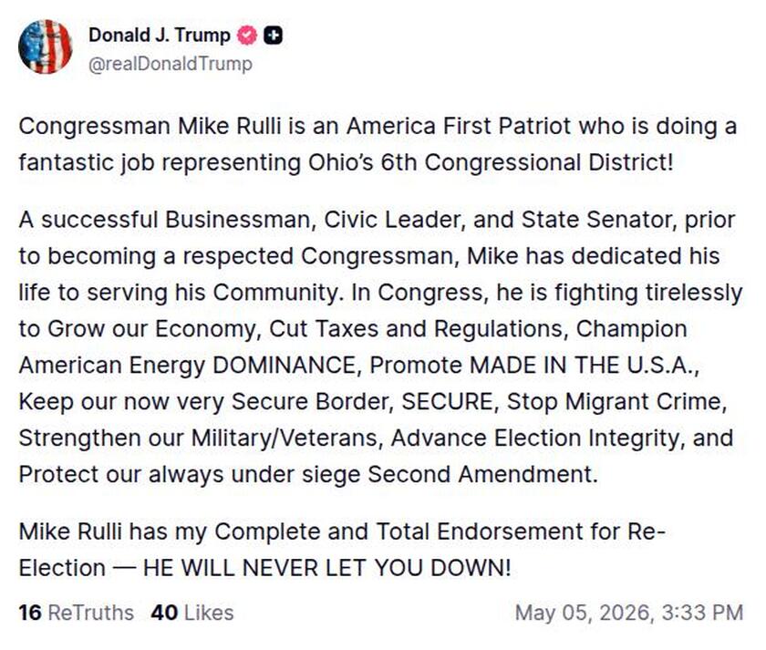 Post image from Donald Trump