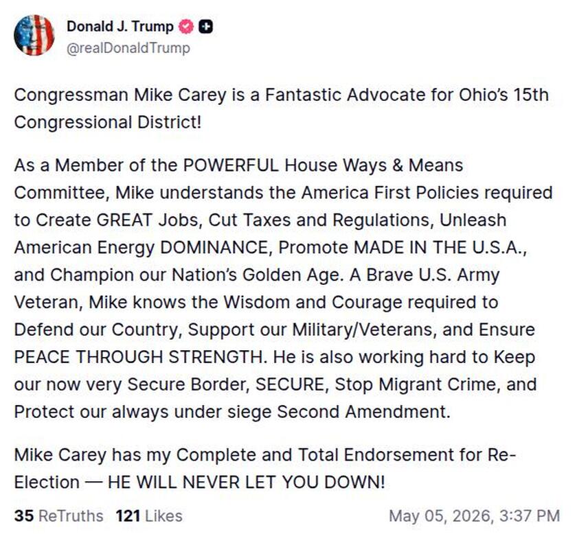 Post image from Donald Trump