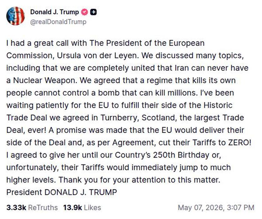 Post image from Donald Trump