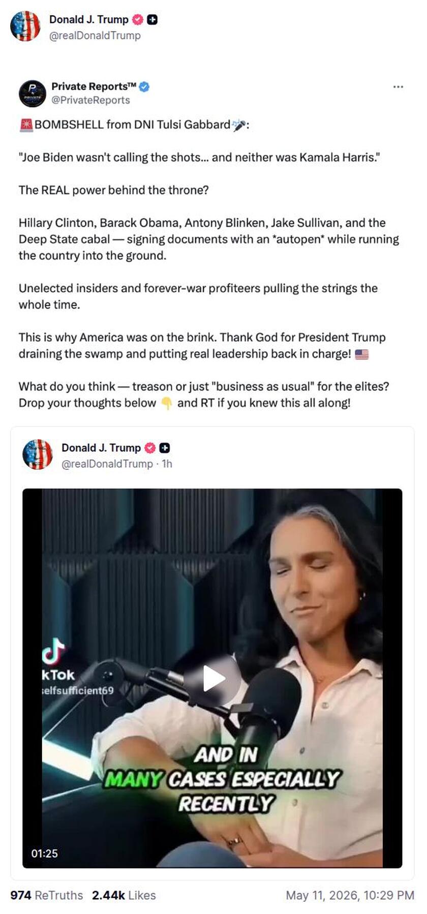 Post preview from Donald Trump