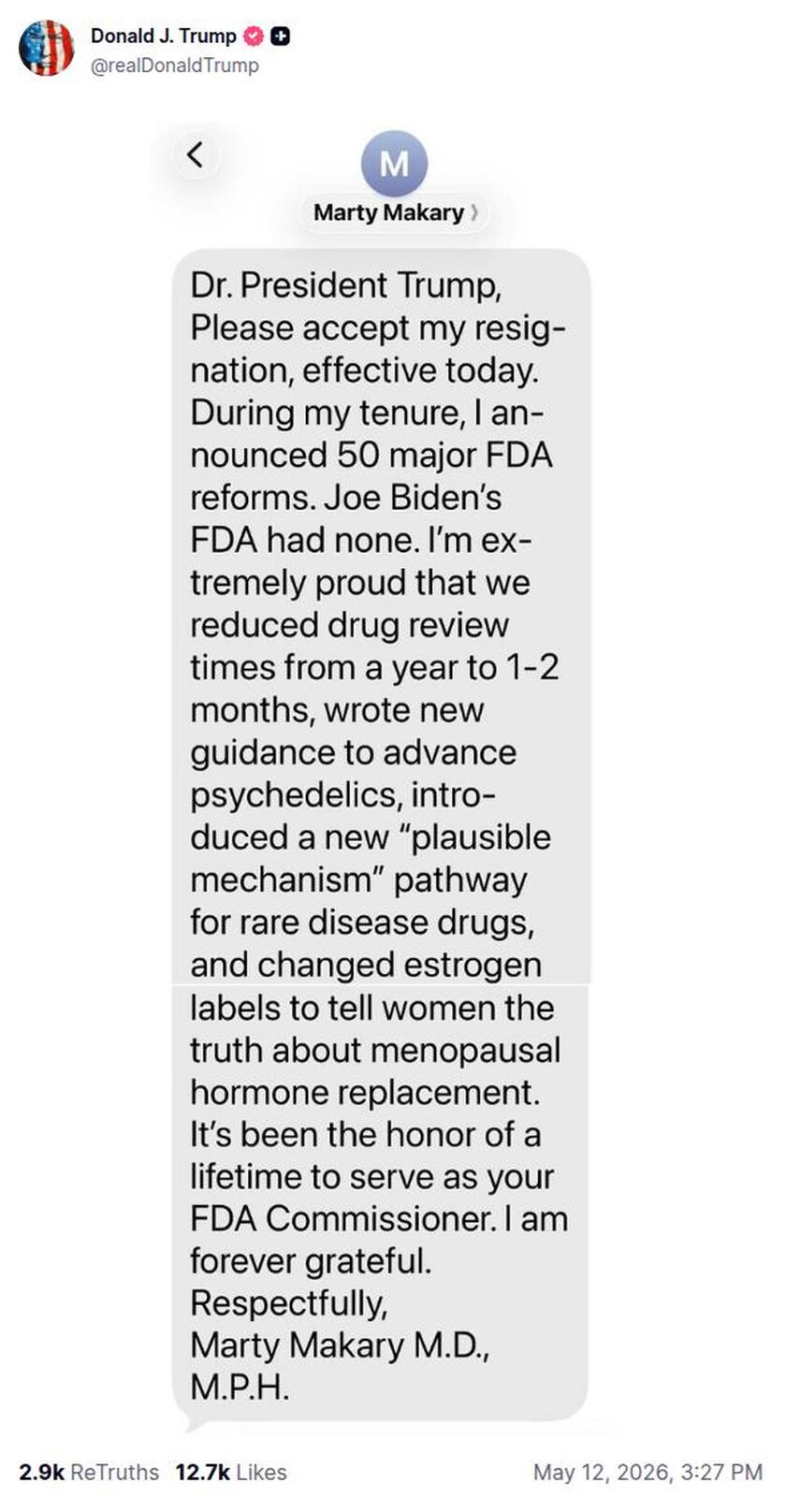 Post preview from Donald Trump