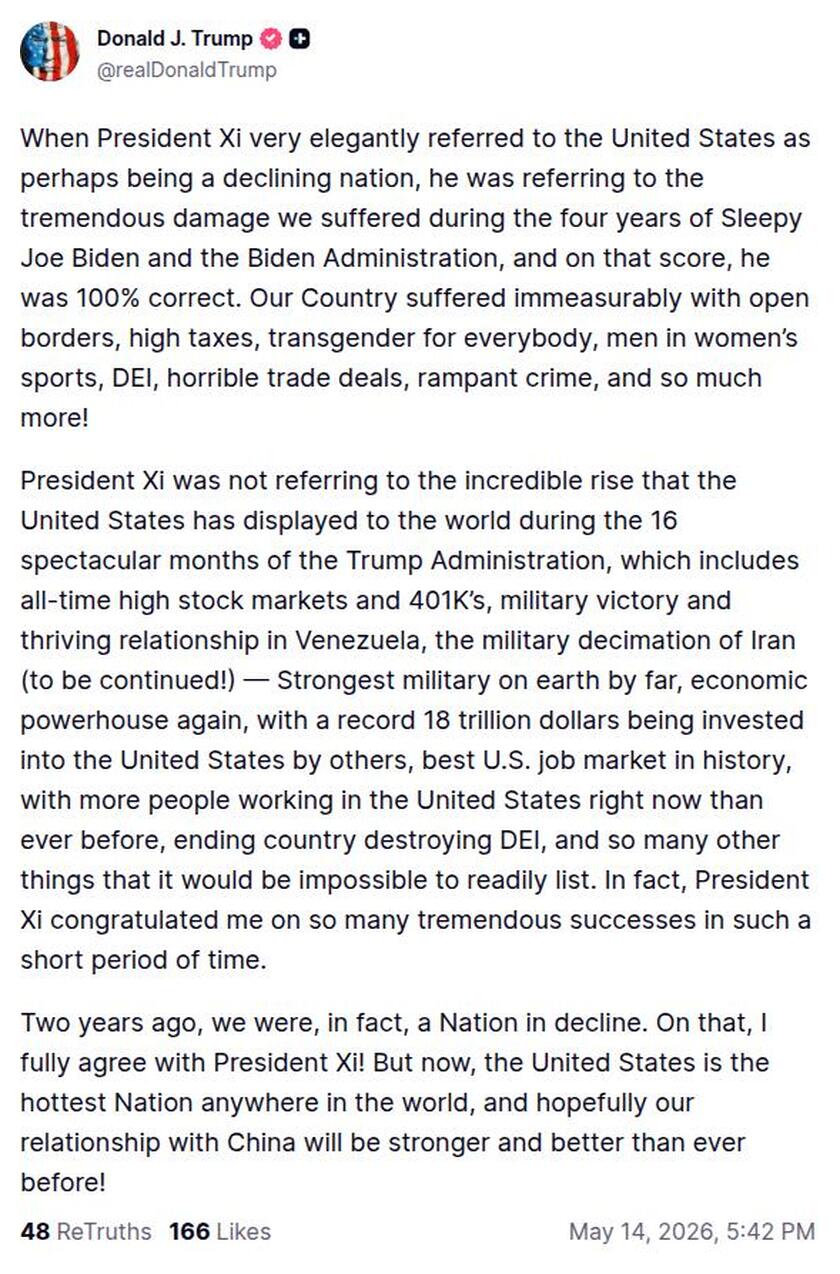 Post image from Donald Trump